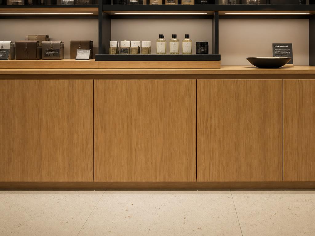 Aligned finished cabinet fronts after rectification